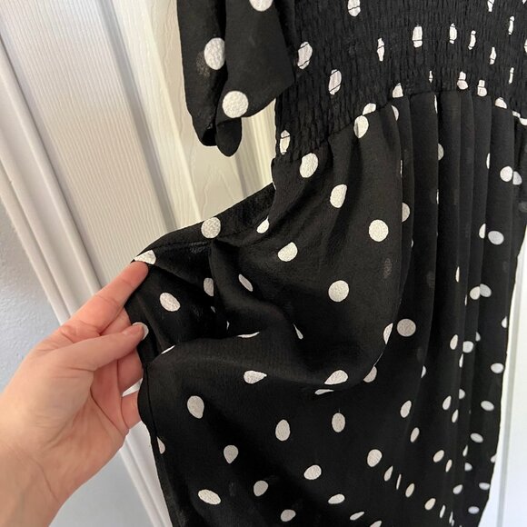 H&M Black and White Polka Dot Midi Dress Size 14 - Picture 6 of 9
